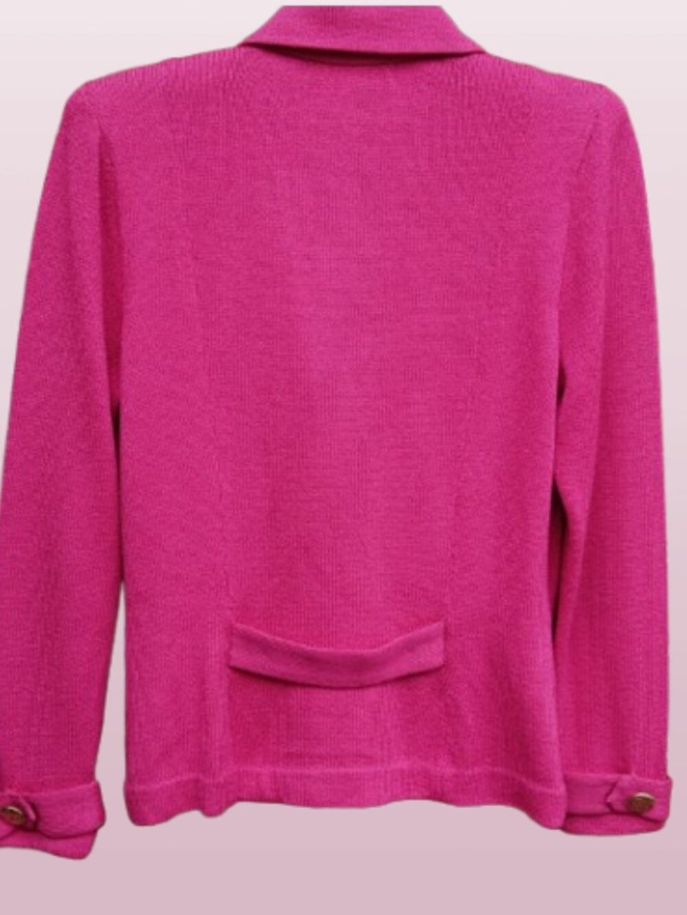 St. John by Marie Gray Magenta Pink Santana Knit Gold Button Blazer | Size 6 - Picture 7 of 9